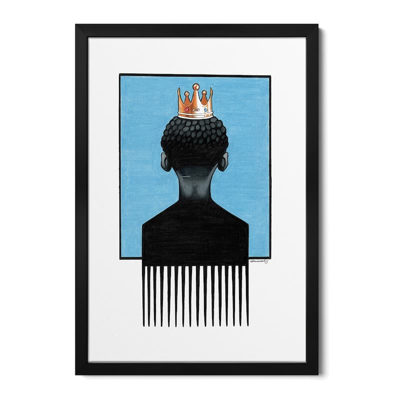 Little Prince Afropick Premium Framed Poster by Manasseh Johnson - Black - 24x32x1