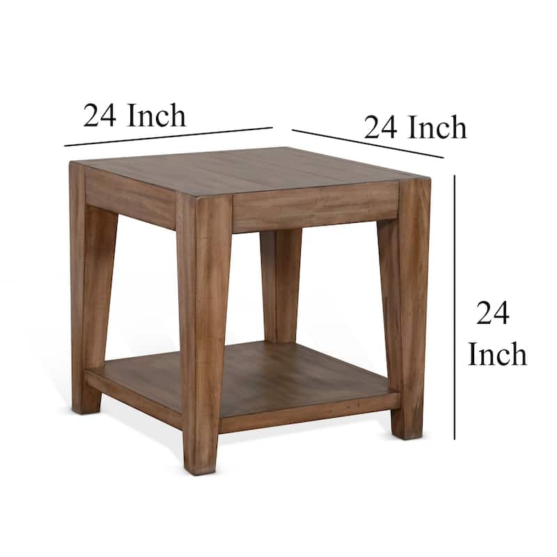 Yael Side End Table, Tapered Legs, 24 Inch Square Top, Light Brown