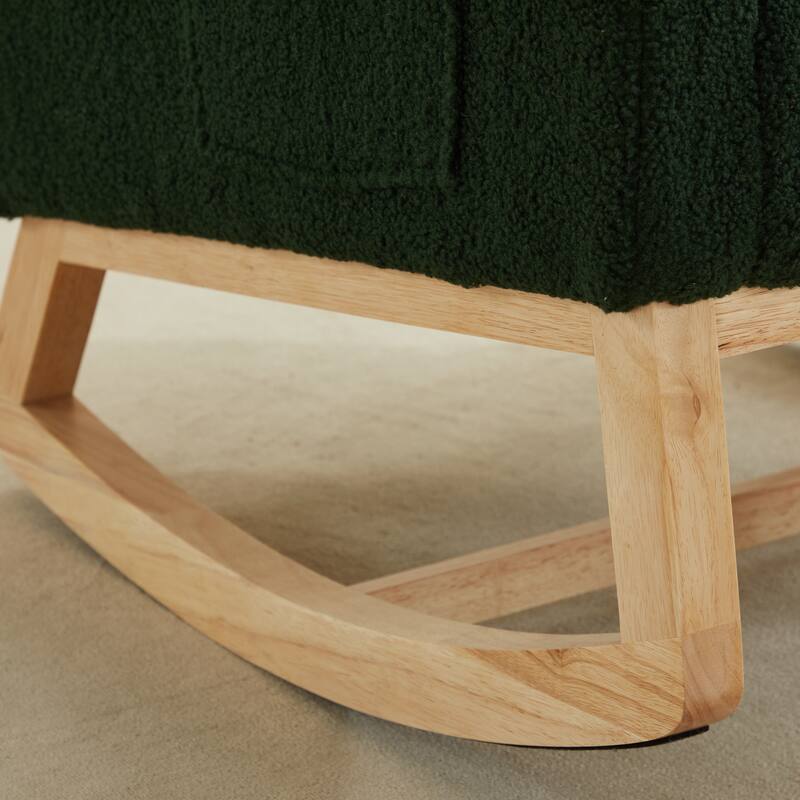 Upholstered Rocking Chair Nursery Chair with High Back and Side Pocket