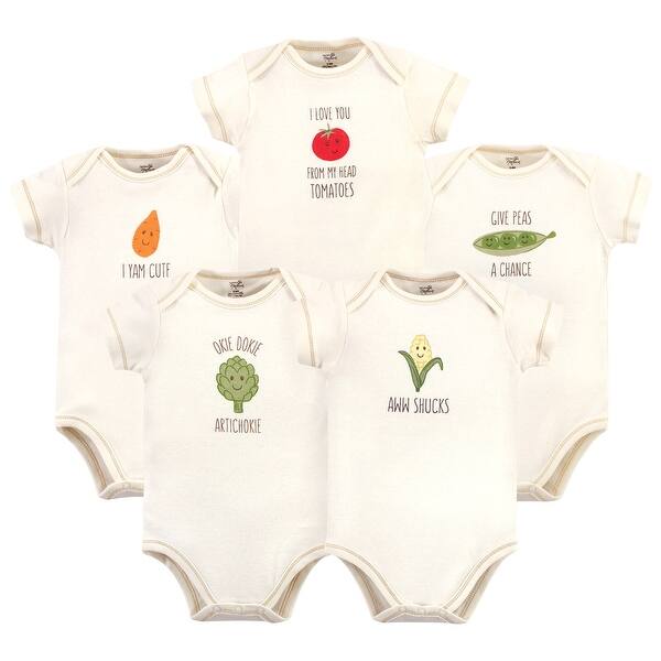 slide 1 of 1, Touched by Nature Organic Cotton Bodysuits 5pk, Corn 12-18 Months - Corn