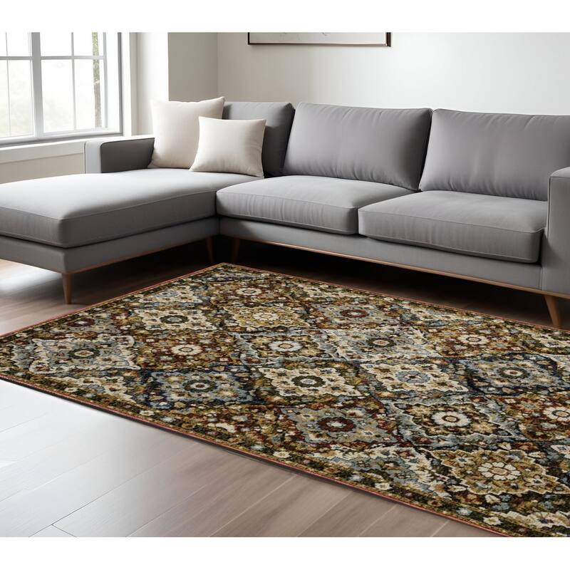 HomeRootsMedallion Traditional Rectangle Area Rug - 118.11' X '78.74' X '0.55