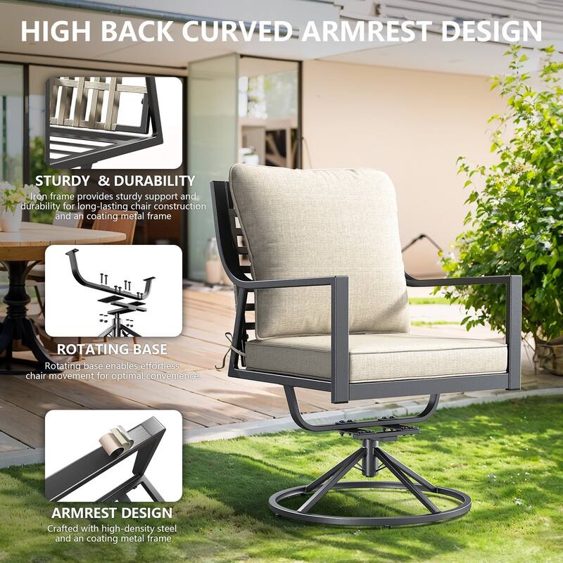Outdoor Swivel Chairs Patio High Back Glider Chairs