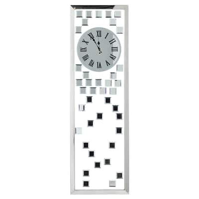 Glass Beveled Mirrored Wall Clock - Silver - Roche River Decor - 1"W x 13"L x 42"H