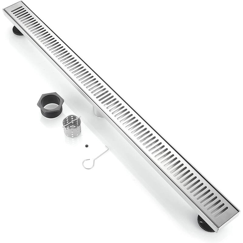BOANN 304 Stainless Steel Rectangular Linear Shower Floor Drain in Gold - 36" - Nickel