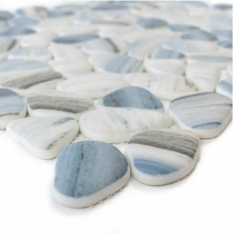 Huron Rock 12x12 Matte Glass Pebble Mosaic Tile - Floor, Wall, Backsplash