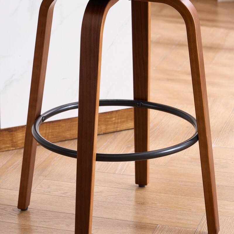 FERPIT 26"/30" Faux Leather Swivel Counter Bar Stools with Bentwood Legs (Set of 2)