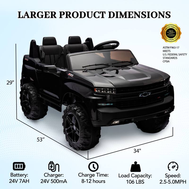 24V 2-Seater Truck Licensed Chevrolet Silverado Ride On Car Kids Toy