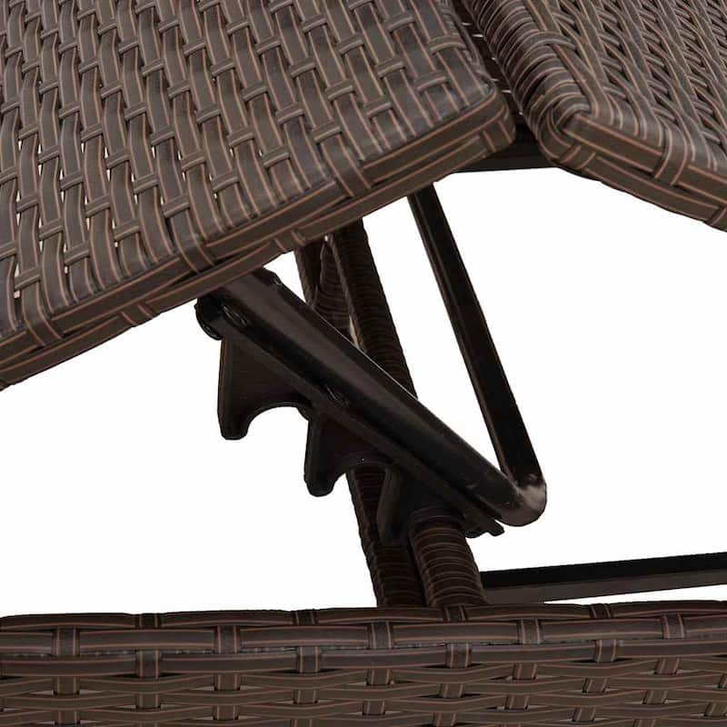 vidaXL Sun Lounger with Cushion Chaise Lounge Poly Rattan Brown/Gray/Black - 9.1 x 31.0 x 13.2