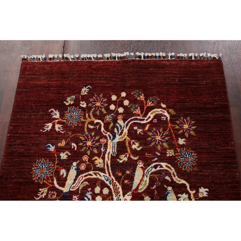 Vegetable Dye Tree Of Life Tabriz Oriental Area Rug Hand-knotted Wool - 3'3" x 5'1"