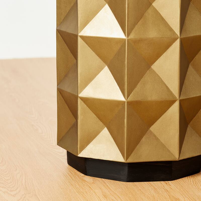 Glitzhome 17"H Antique Gold MGO Geometric Side Table or Accent Stool - 14"L x 14"W x 17"H