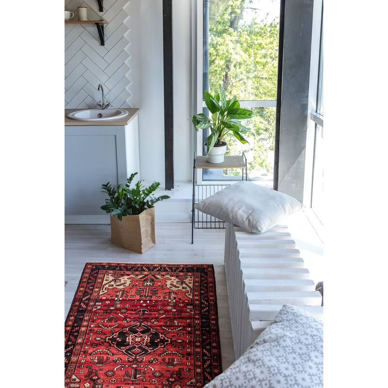 ECARPETGALLERY Hand-knotted Andelz Red Wool Rug - 4'8 x 8'10