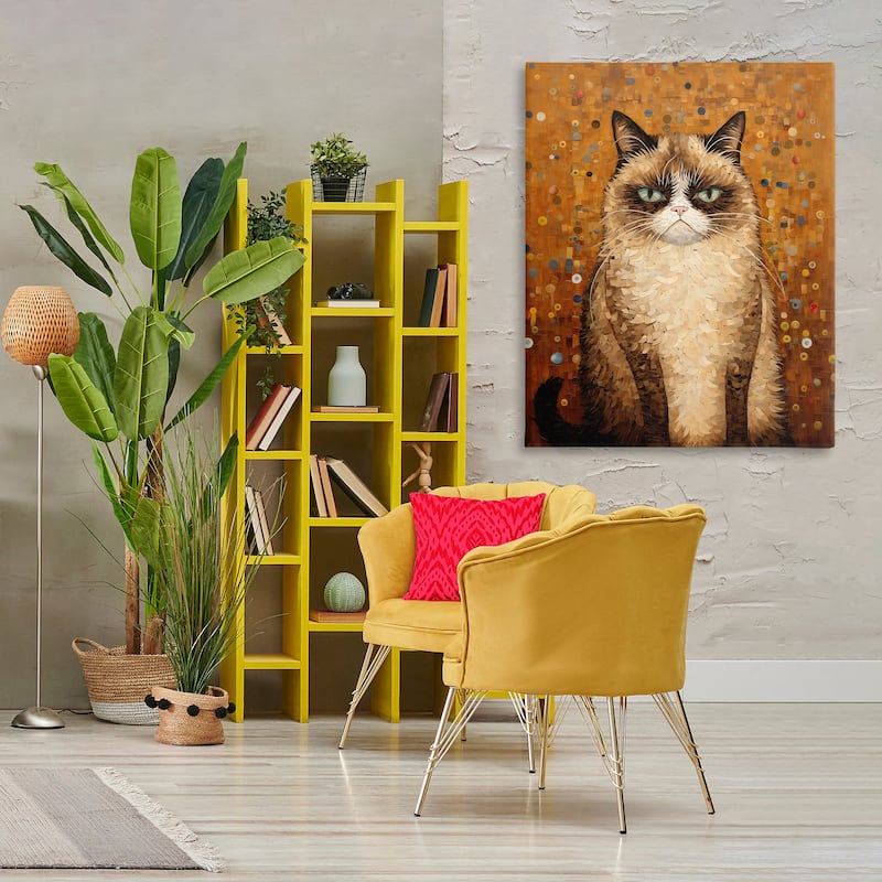 Stupell Grumpy Klimt Cat Canvas Wall Art Design By Arlington Prints