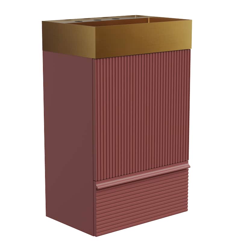 20" Striped Christmas Bathroom Vanity With Stainless Steel Bathroom Sink, Freestanding Bathroom Cabinet