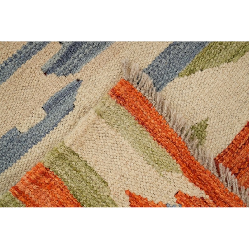 Hand Woven Oriental 100% Wool Carpet Southwestern Modern Multi-Colored Kilim Area Rug - 5' 10'' X 4' 0''