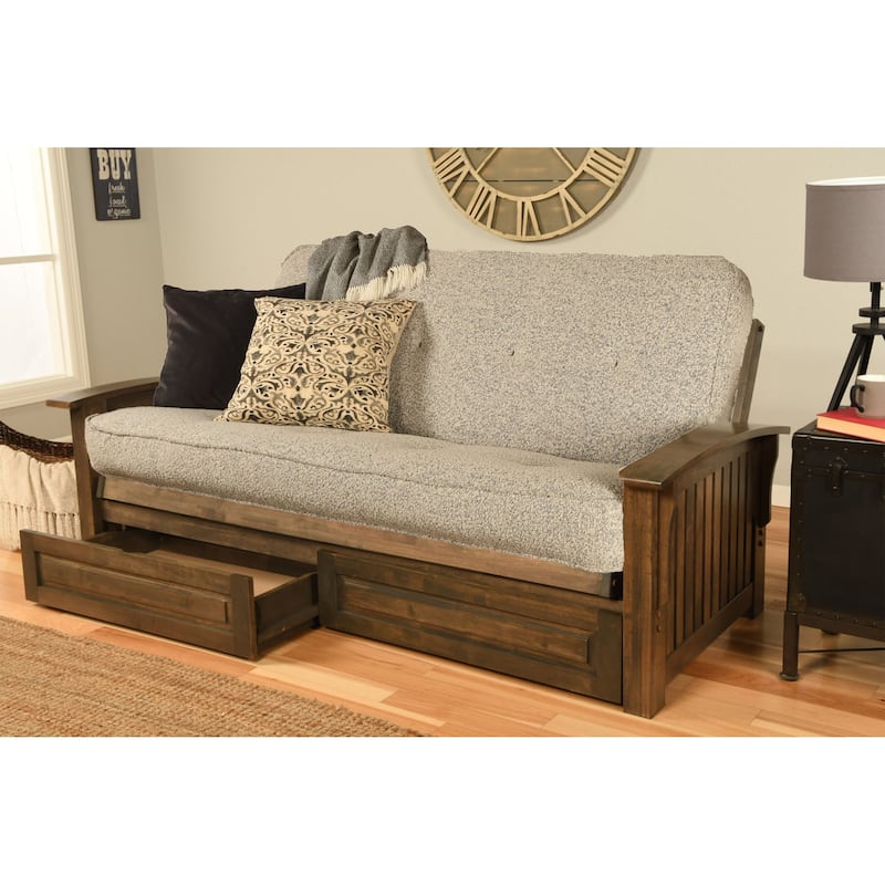 Somette Washington Full-size Futon Frame Includes Storage Drawers and Mattress