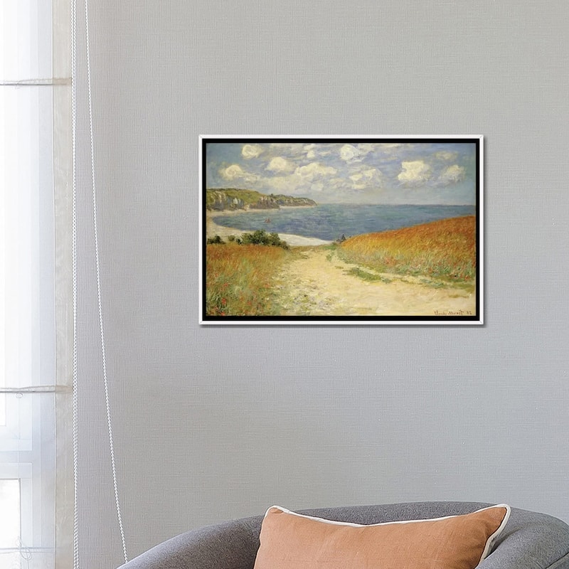 iCanvas "Path in the Wheat at Pourville, 1882 " by Claude Monet Framed Canvas Print