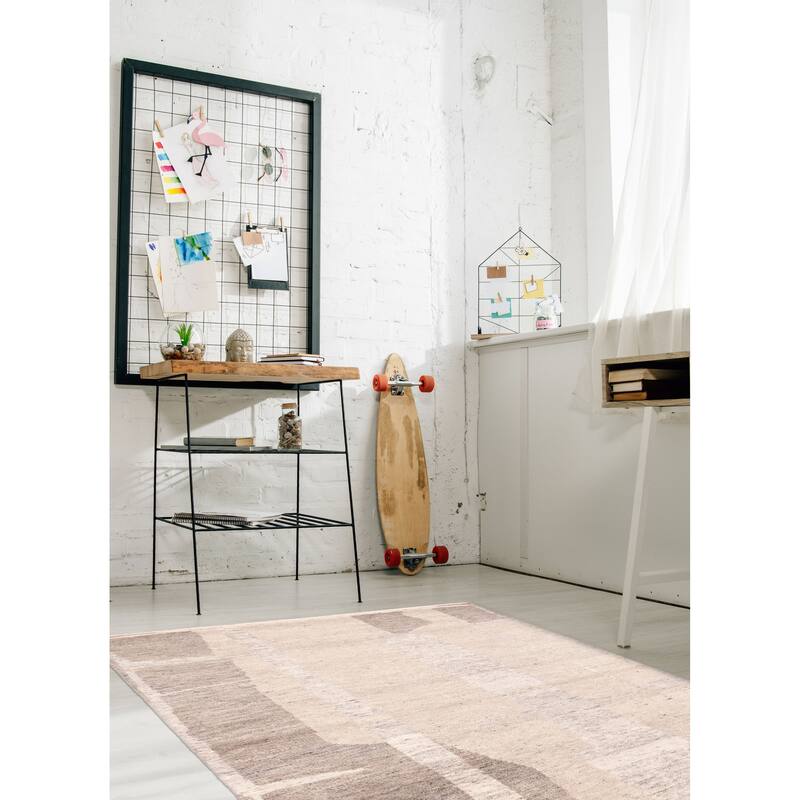 ECARPETGALLERY Hand-knotted Tangier Light Khaki Wool Rug - 4'11 x 7'10