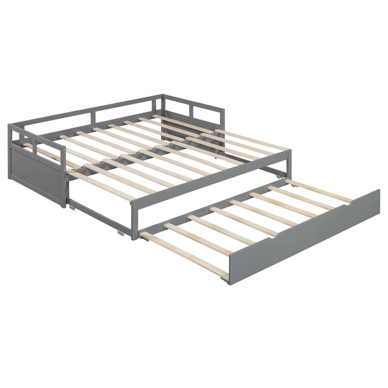 Twin to King Extending Daybed with Trundle Solid Wood Frame No Box Spring