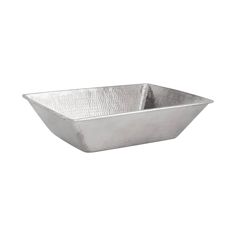 17-in Rectangle Wired Rim Vessel Hammered Copper Sink in Nickel (VREC17WEN)