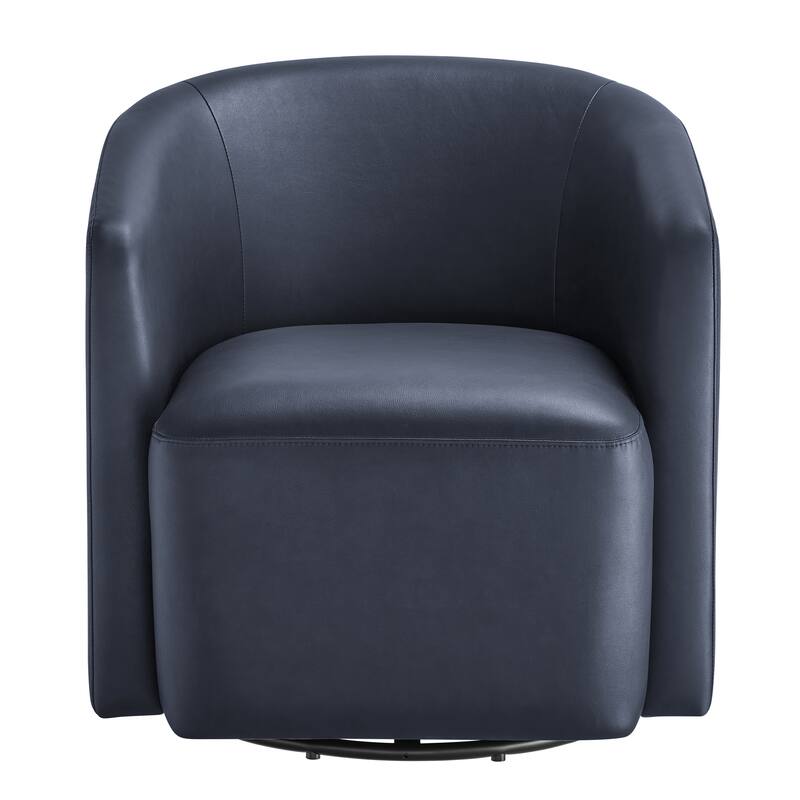 Leather Swivel Barrel Chair 30 Inch Compact 360 Degree