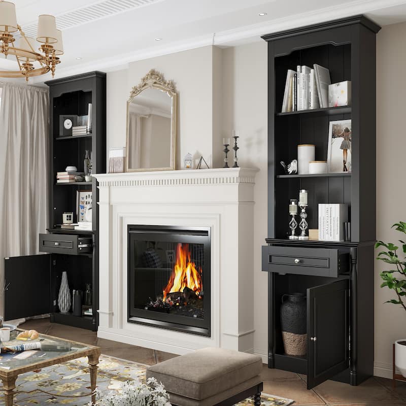 Media Wall Unit w/Spacious Storage White TV Stand Wall Storage Combo