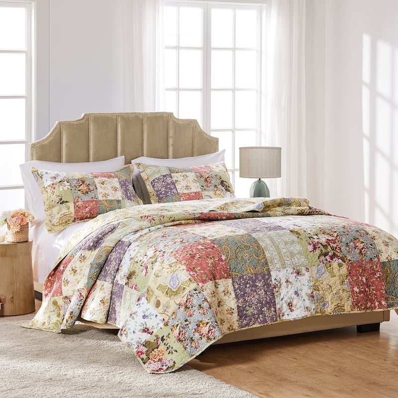 Greenland Home Fashions Blooming Prairie 100% Cotton Authentic Patchwork Quilt Set - Twin - Twin XL - 2 Piece