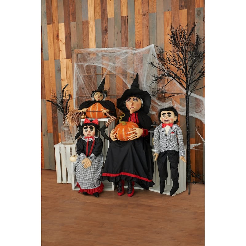 Gourdisha Joe Spencer Gathered Traditions Halloween Art Doll Figure - Black - 23" x 12" x 27"