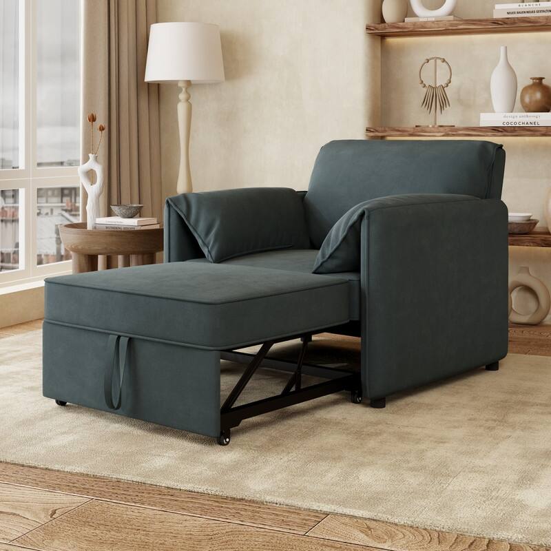 38.5" Convertible Folding Sofa Bed, 3-in-1 Convertible Sleeper Chair, Adjustable Backrest