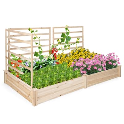 Costway Raised Garden Bed with 3 Trellises with Divided Compartments - See Details