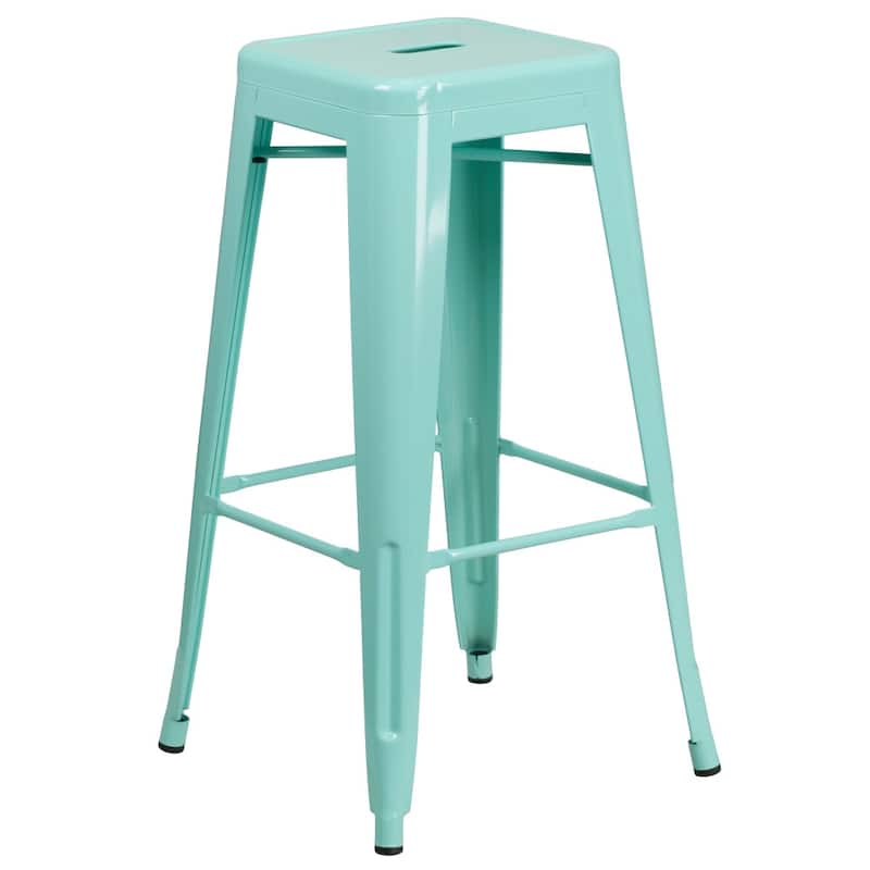 4 Pack 30" High Backless Metal Indoor-Outdoor Barstool with Square Seat
