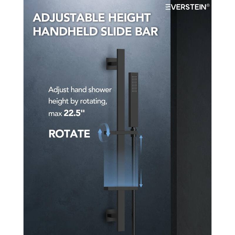 Thermostatic Dual Head System, 64-Color LED Mood Lighting 3-Functions Shower Head with Bluetooth Music & 3 Body Jets