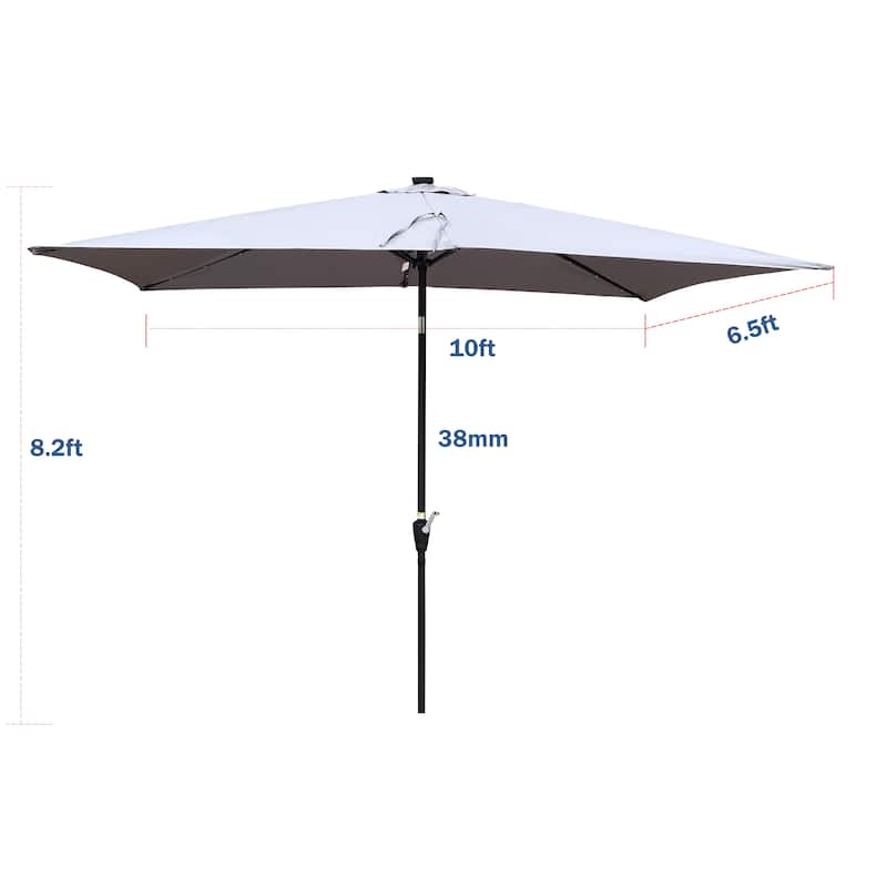 Outdoor Patio Umbrella with Solar Powered LED Lights 