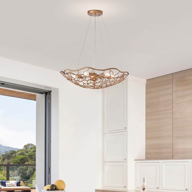 Francisca Shiny Bronze Hand-made Frame Chandelier - 26 inches in diameter x 6.7 inches H