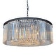 preview thumbnail 1 of 2, D Angelo Black 12 Light Round Clear Glass Crystal Prism Chandelier