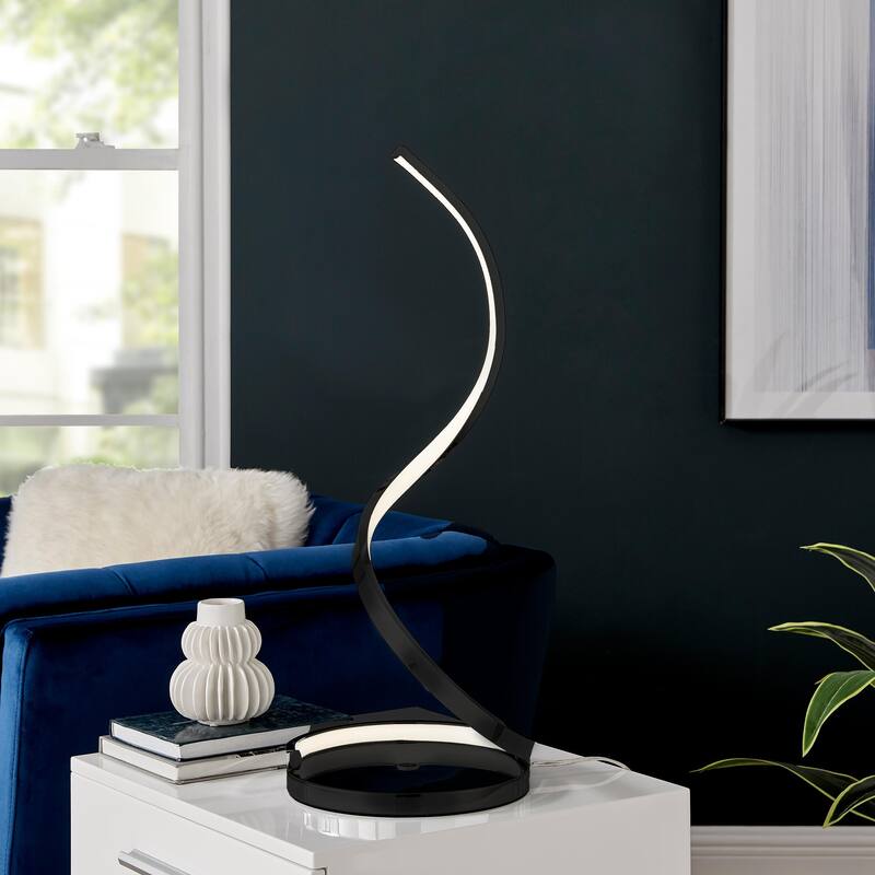 Modern Spiral Dimmable Integrated LED Table Lamp - N/A - Black