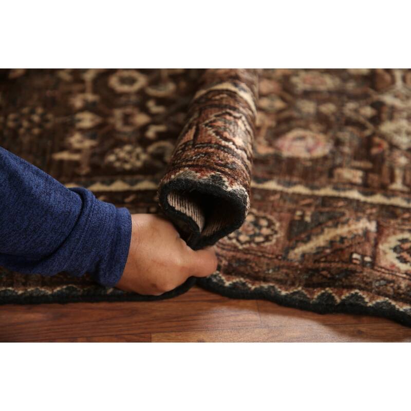 Hand Knotted Oriental 100% Wool Carpet Traditional Geometric Brown Malayer Runner Rug - 10' 2'' X 3' 3''