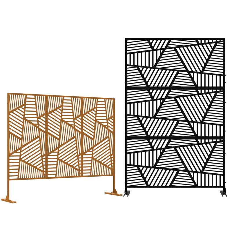 Metal Privacy Screen Wall Decoration Free Standing-6.3 ft. H X 4 ft. W