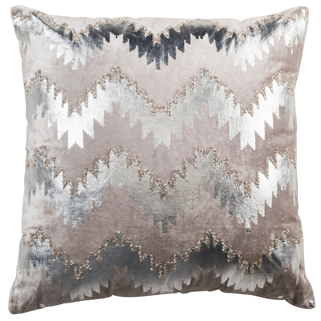 SAFAVIEH Two Color Braid 18-inch Flamestitch Silver Decorative Pillow
