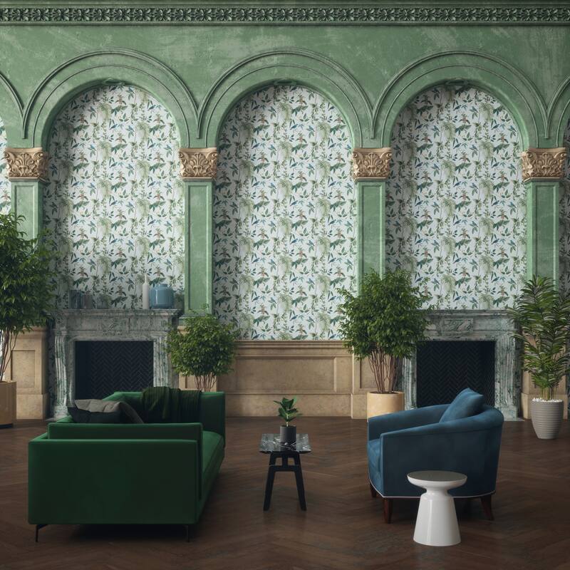 Exotic Garden Blue Non-Woven Wallpaper