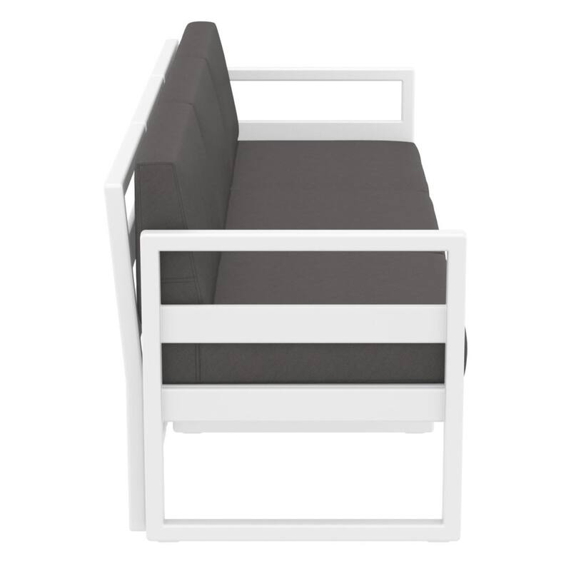 79" White Outdoor Patio Sofa with Sunbrella Charcoal Gray Cushion