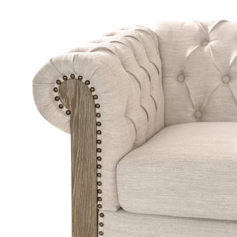 Roomfitters Comfy Large Sectional Sofa with Wooden Legs, Retro Upholstered Couch for Living Room