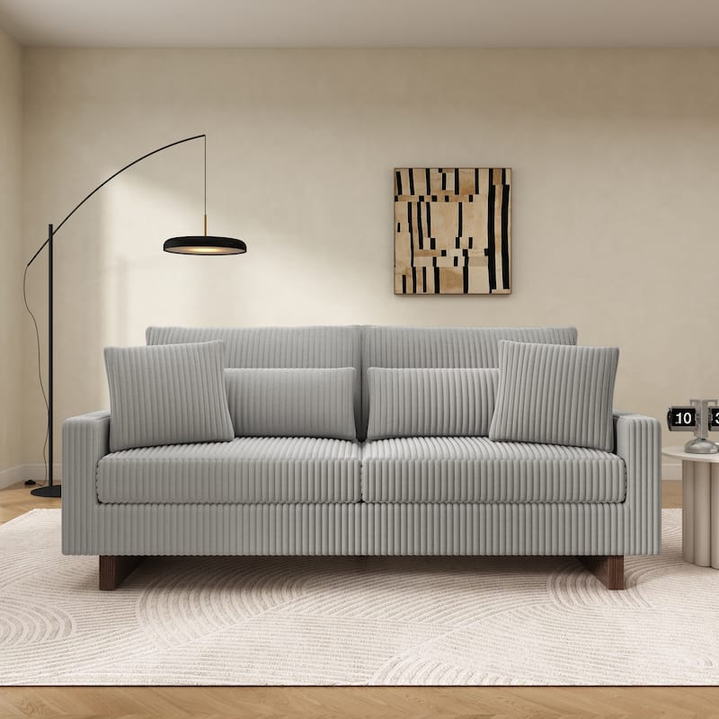 Modern Loveseat Sofa 80.3" Sofa Couch Upholstered Sofa with Four Pillows for Living Room