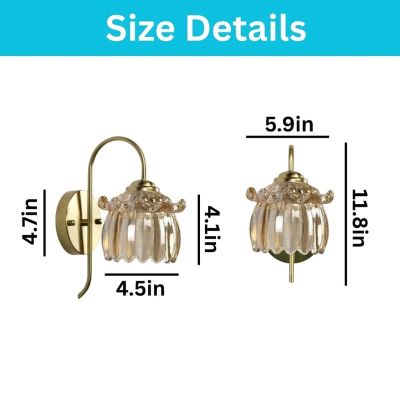 2 Pack light bulb tulip gold wall sconce polyester wall light