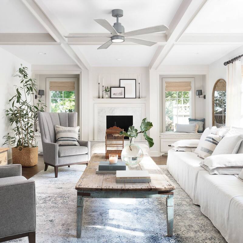 Sofucor 52 Inch Ceiling Fan with Light,6-Speed Quiet Remote Control,Dimmable LED,for Living Room, Bedroom and other Indoor