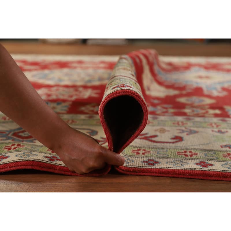 Hand Knotted Oriental 100% Wool Carpet Traditional Geometric Red Kazak Area Rug - 11' 8'' X 9' 0''