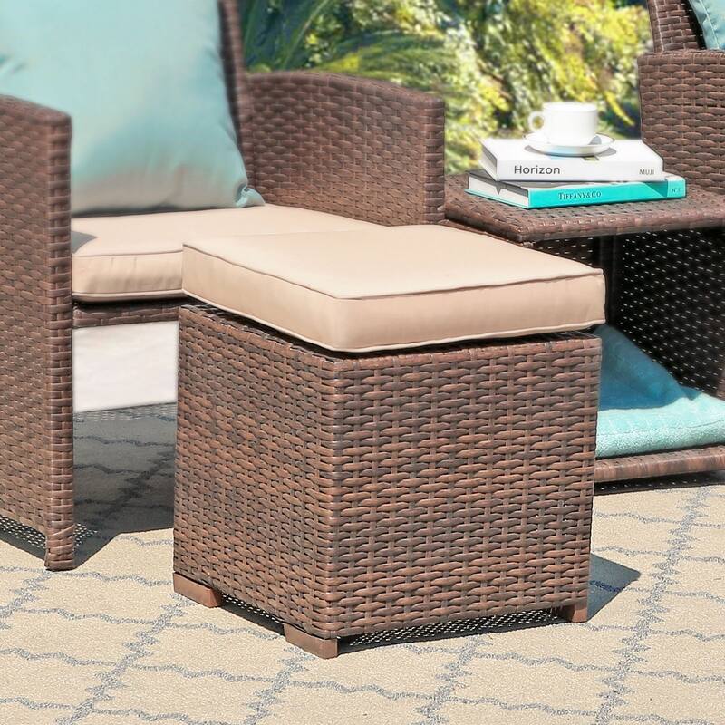 Outdoor Patio Rattan Ottoman Set (Set of 2)