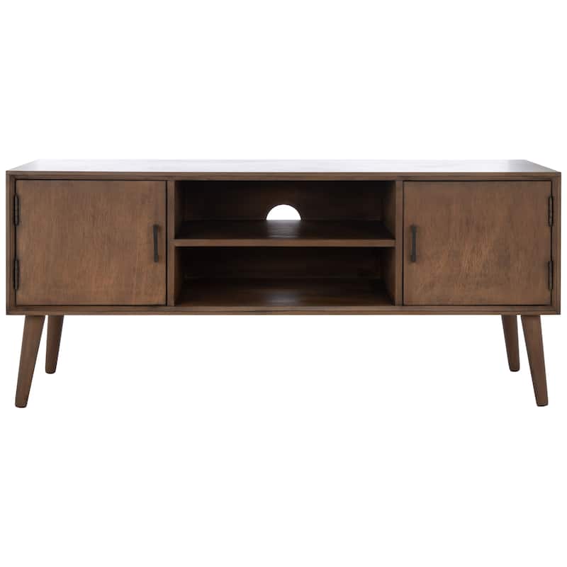 SAFAVIEH Maegan Mid-Century 47-inch Storage Media TV Stand - 47.3" W x 15.8" L x 20" H - 47Wx16Dx20H - Brown