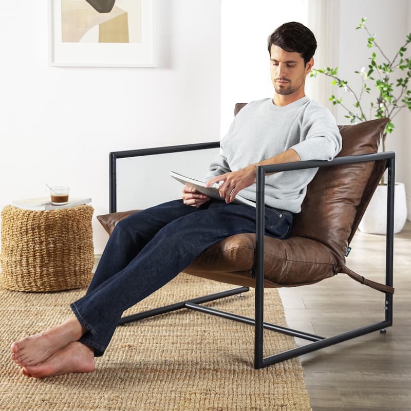 Priage by ZINUS Faux Leather Sling Accent Chair