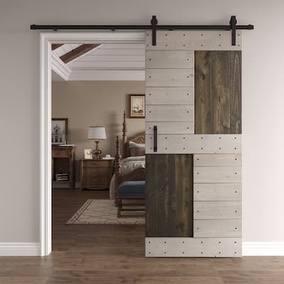 Coast Sequoia 24in./30in./36in./42in. x 84in. S Series Multi-Color Pine Wood Sliding Barn Door With Hardware Kit