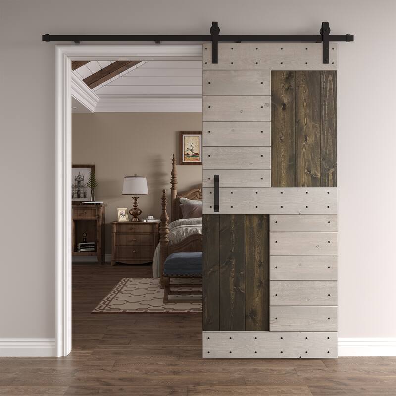 Coast Sequoia 24in./30in./36in./42in. x 84in. S Series Multi-Color Pine Wood Sliding Barn Door With Hardware Kit